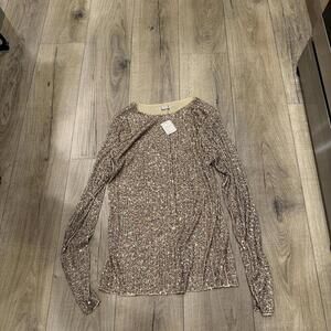 Intimately Free People Sequin Long Sleeve Top NWT XL Gold